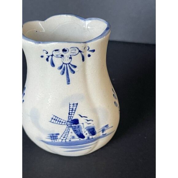 Vintage Noble Hall Blue White Mini Bud Vase Hand Painted Cottagecore Farmhouse - Picture 2 of 8
